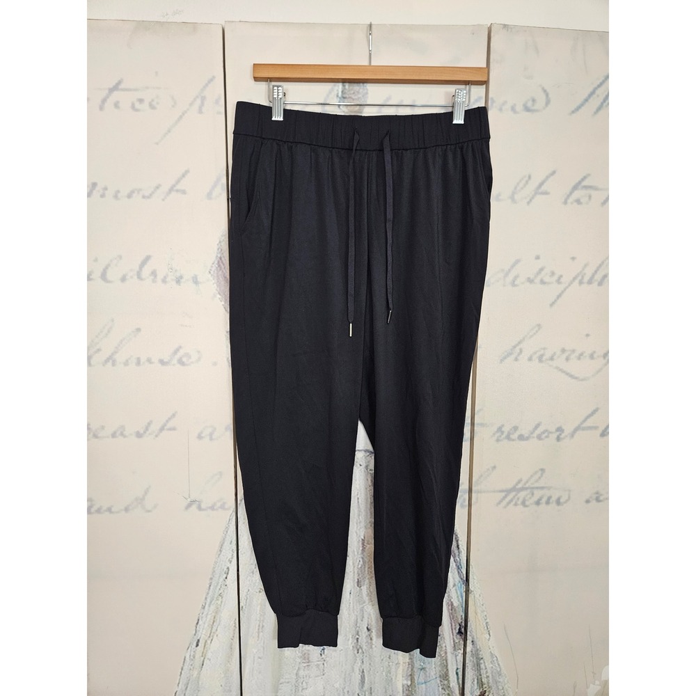 AJISAI Jogger Pants Medium Petite Black Stretch Drawstring Athleisure Yoga